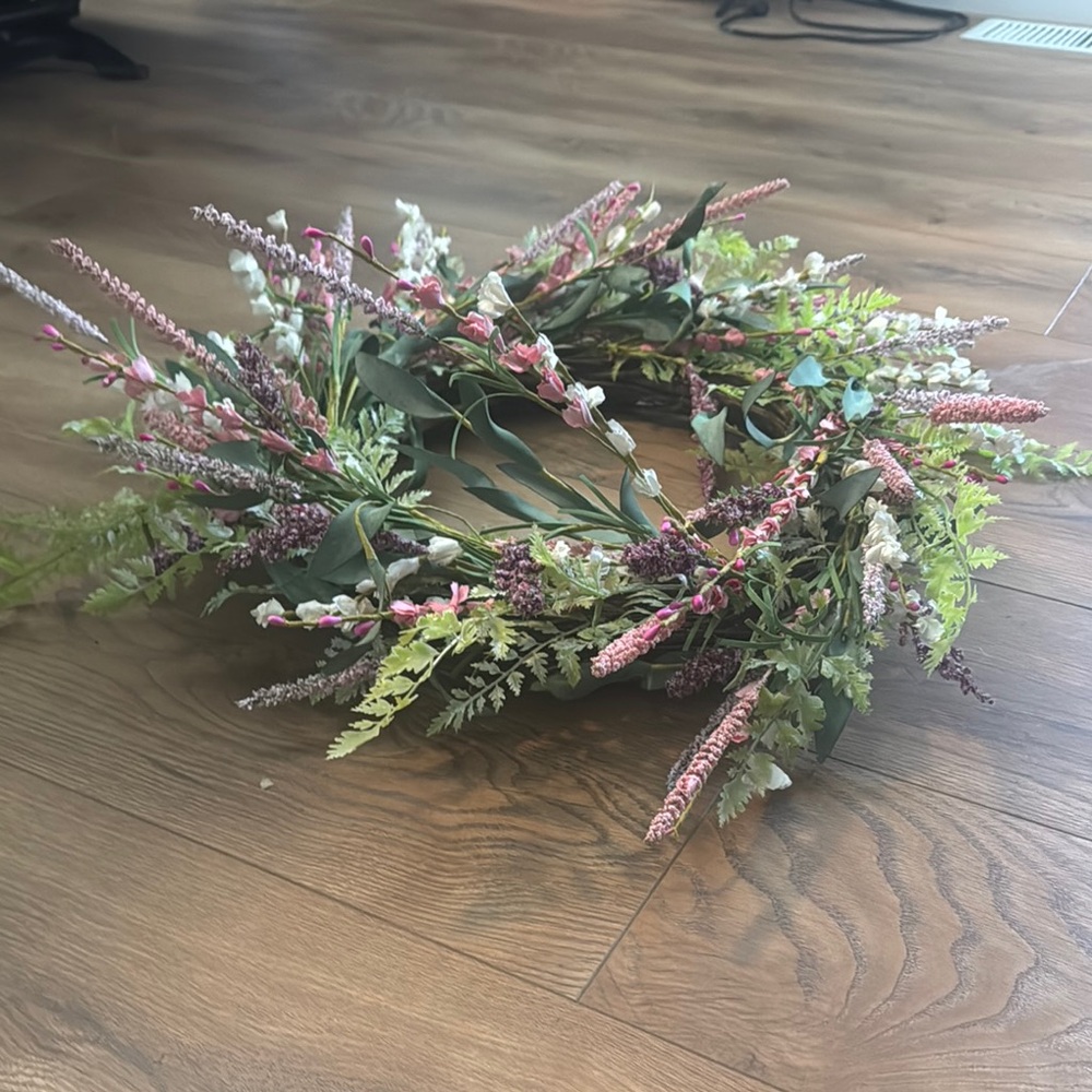 Floral Wreath with Pink and Green Accents - Picture 2 of 4